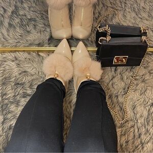 Nude high heel boots
